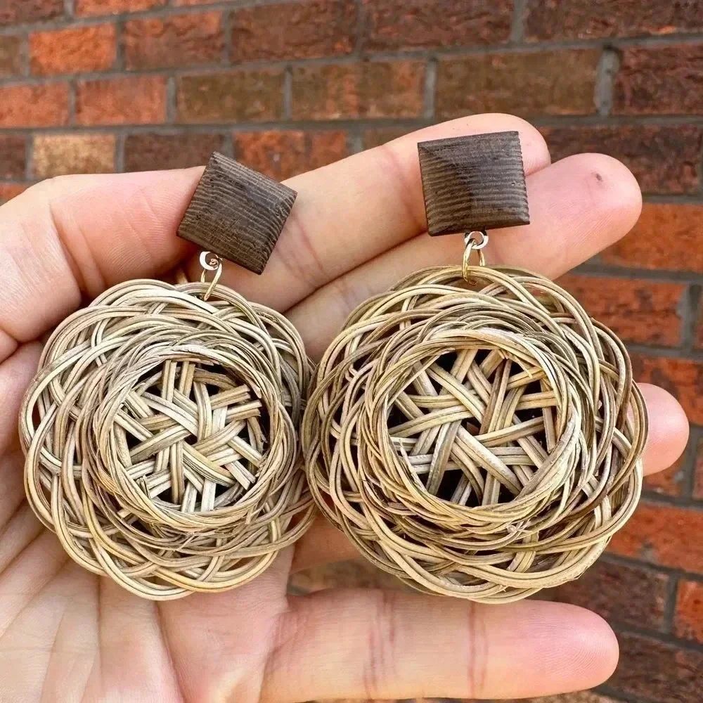 Anthro Rattan Knit Bohemian Earrings - Picture 8 of 10